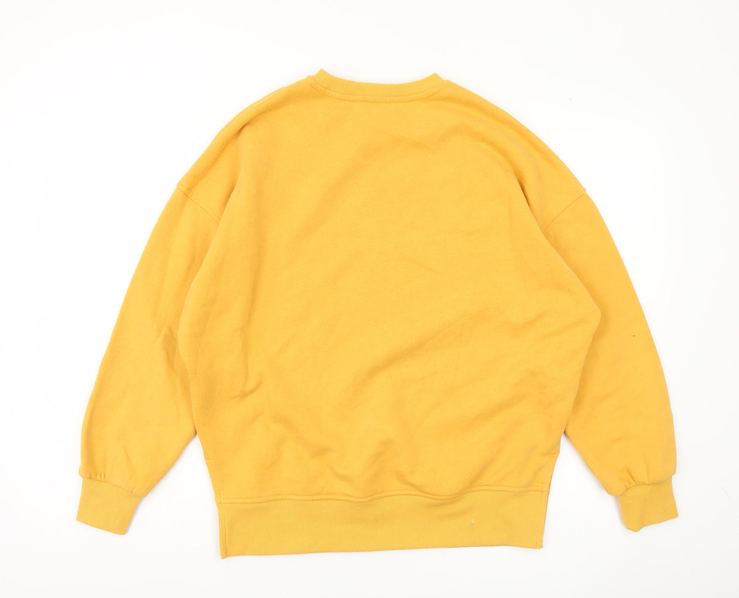 New Look Womens Yellow Sweatshirt UK 8 Crew Neck Long Sleeve Cotton Blend