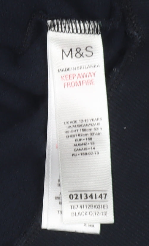 Marks and Spencer Boys Black Pullover Hoodie Age 12-13 Years Cotton Blend