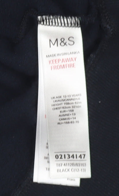 Marks and Spencer Boys Black Pullover Hoodie Age 12-13 Years Cotton Blend