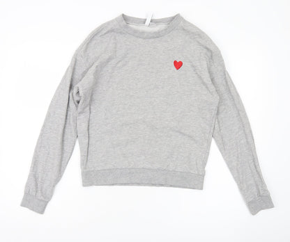 H&M Divided Women’s Grey Sweatshirt Small Heart Print