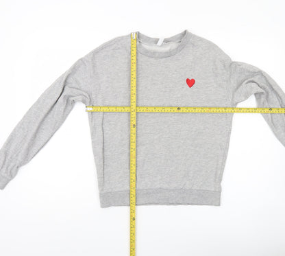 H&M Divided Women’s Grey Sweatshirt Small Heart Print