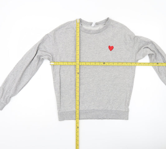 H&M Divided Women’s Grey Sweatshirt Small Heart Print