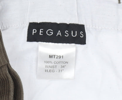 Pegasus Men's Brown Corduroy Trousers 34W 31L Straight Fit