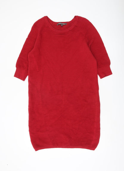 French Connection Women’s Red Jumper Dress S Cotton Knit