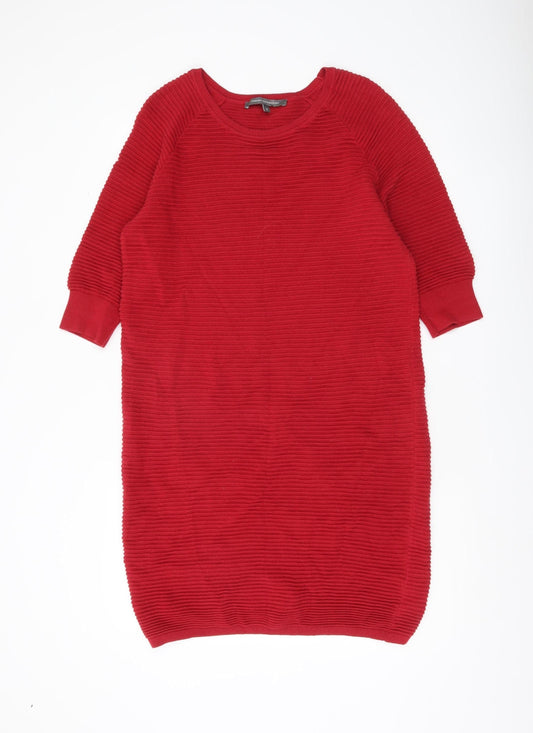 French Connection Women’s Red Jumper Dress S Cotton Knit