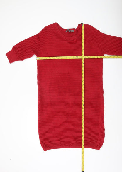 French Connection Women’s Red Jumper Dress S Cotton Knit