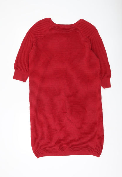 French Connection Women’s Red Jumper Dress S Cotton Knit