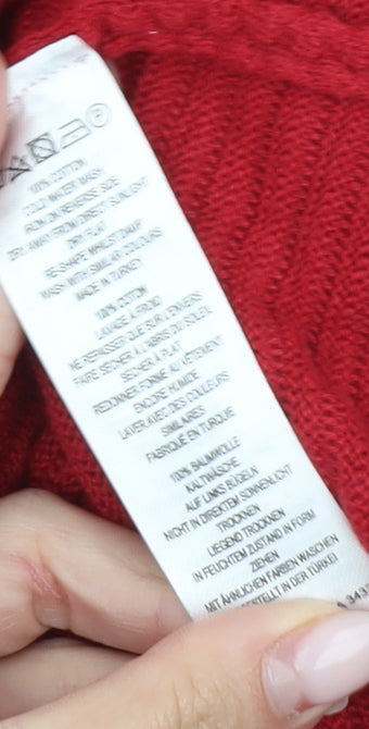 French Connection Women’s Red Jumper Dress S Cotton Knit