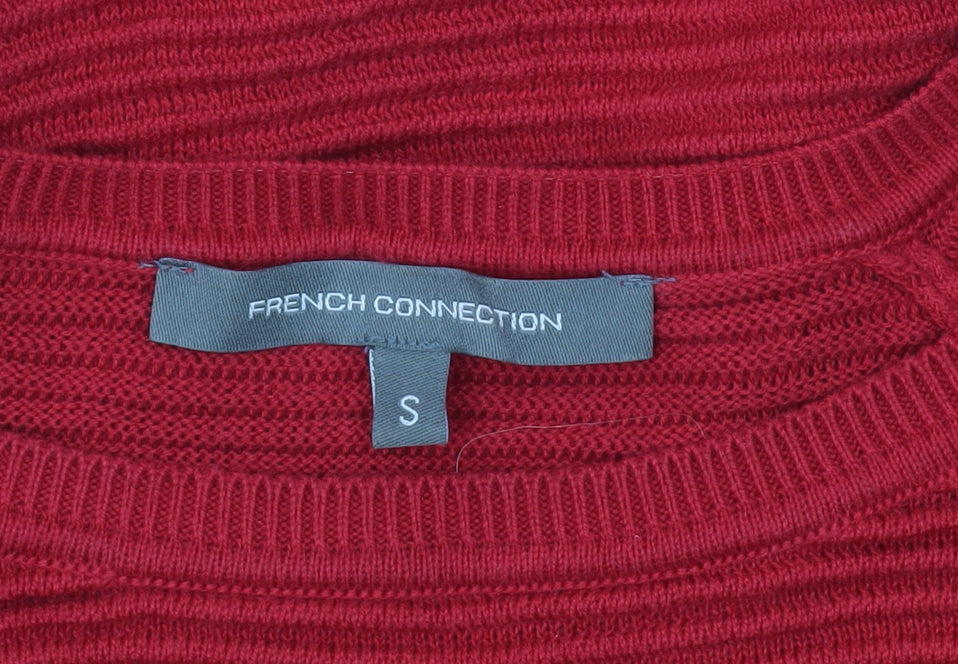 French Connection Women’s Red Jumper Dress S Cotton Knit