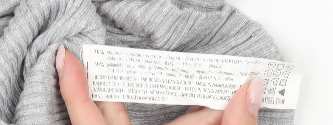 Bershka Women’s Grey Bodycon Knit Dress Size M High Neck Long Sleeve