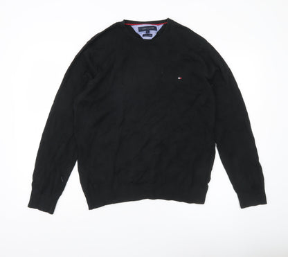 Tommy Hilfiger Men’s Black Cotton Crew Neck Jumper L