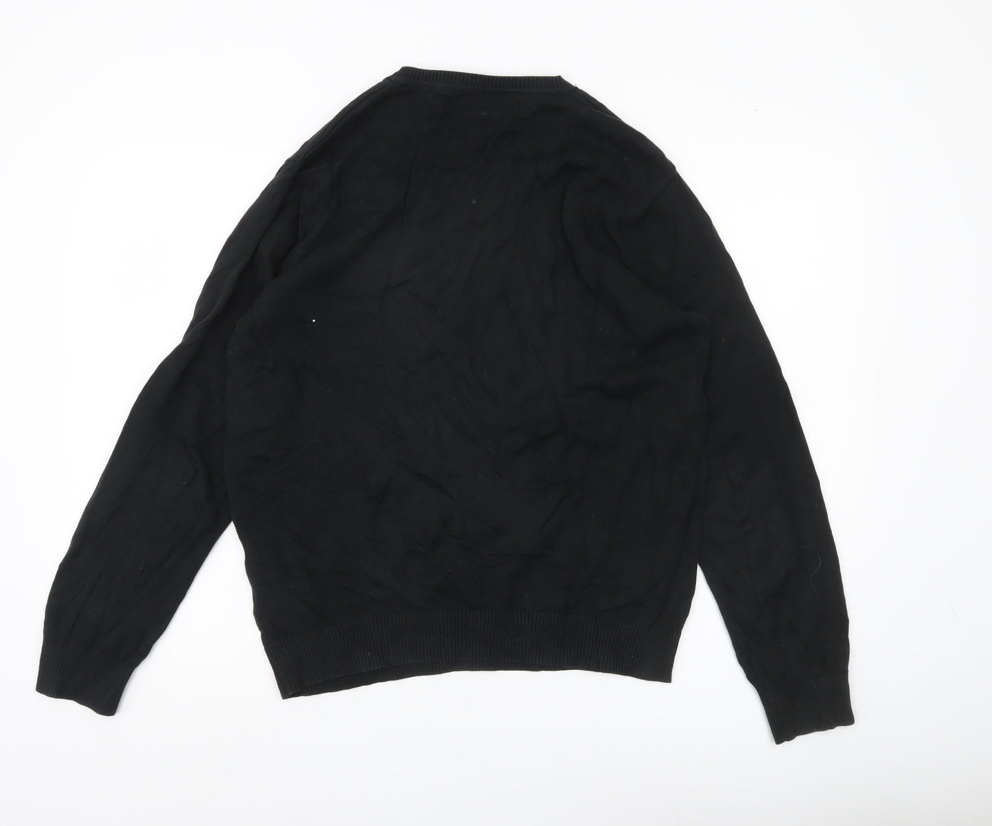 Tommy Hilfiger Men’s Black Cotton Crew Neck Jumper L