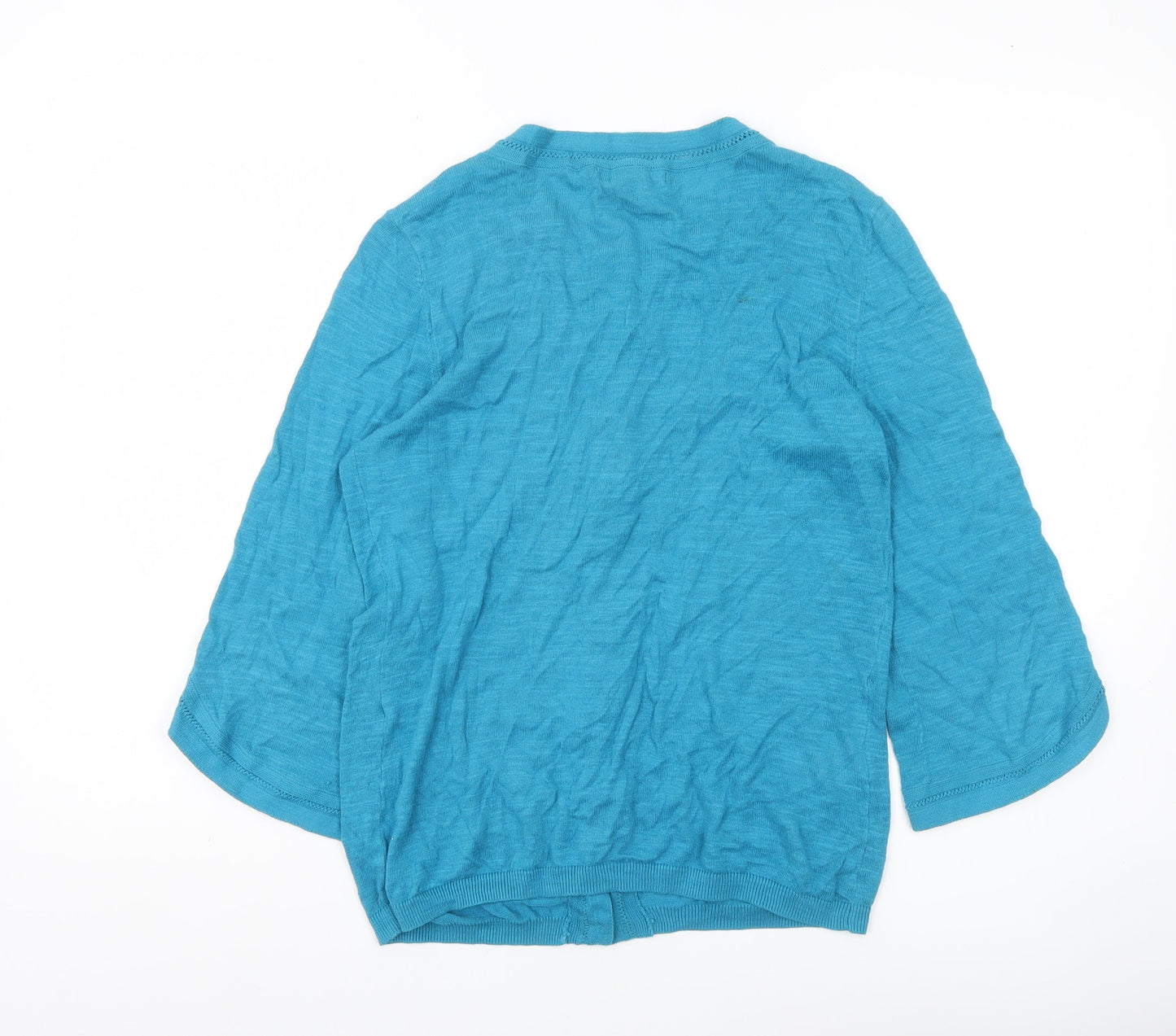 Laura Ashley Women’s Blue Cotton 3/4 Sleeve Cardigan UK 10