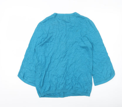 Laura Ashley Women’s Blue Cotton 3/4 Sleeve Cardigan UK 10