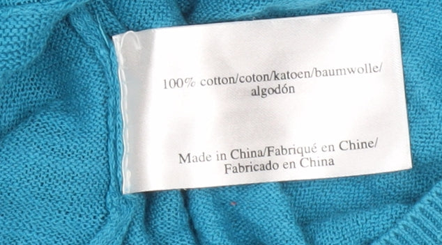 Laura Ashley Women’s Blue Cotton 3/4 Sleeve Cardigan UK 10