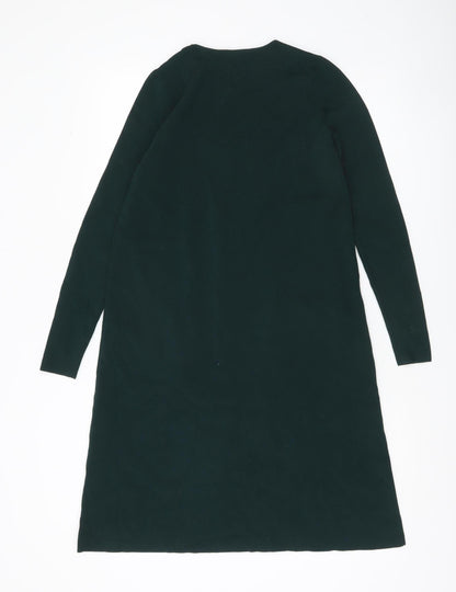 COS Women Green XS Shift Dress Long Sleeve Knit Viscose Blend