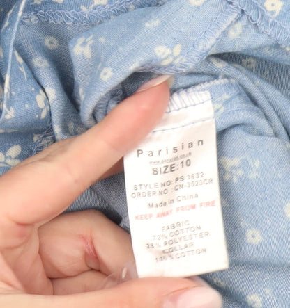 Parisian Collection Women’s Blue Floral Lace Collar Playsuit Size 10