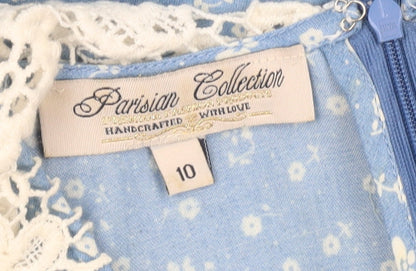 Parisian Collection Women’s Blue Floral Lace Collar Playsuit Size 10