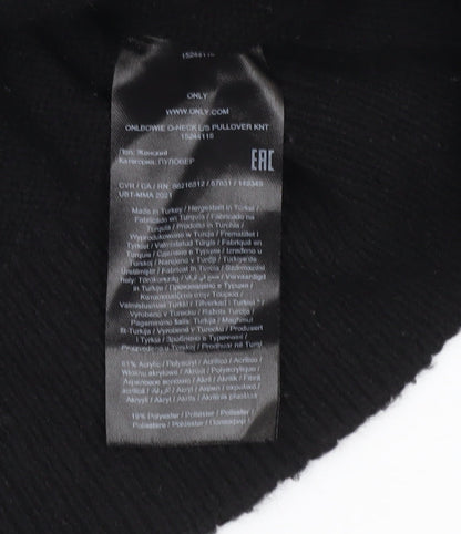 ONLY Womens Black XS Bow Accent Crew Neck Knit Jumper