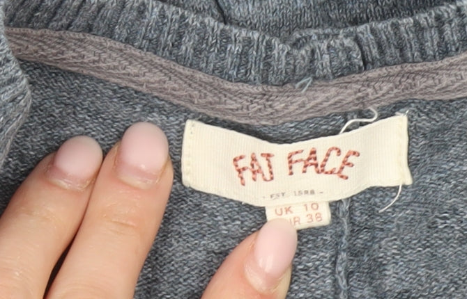 Womens UK Size 10 Fat Face Blue Cardigan Jumper
