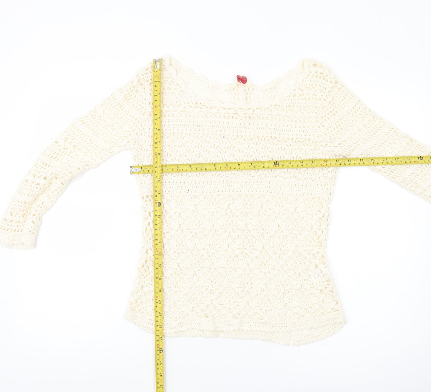 Falmer Women’s Ivory Crochet Open Knit Pullover Jumper Size 12