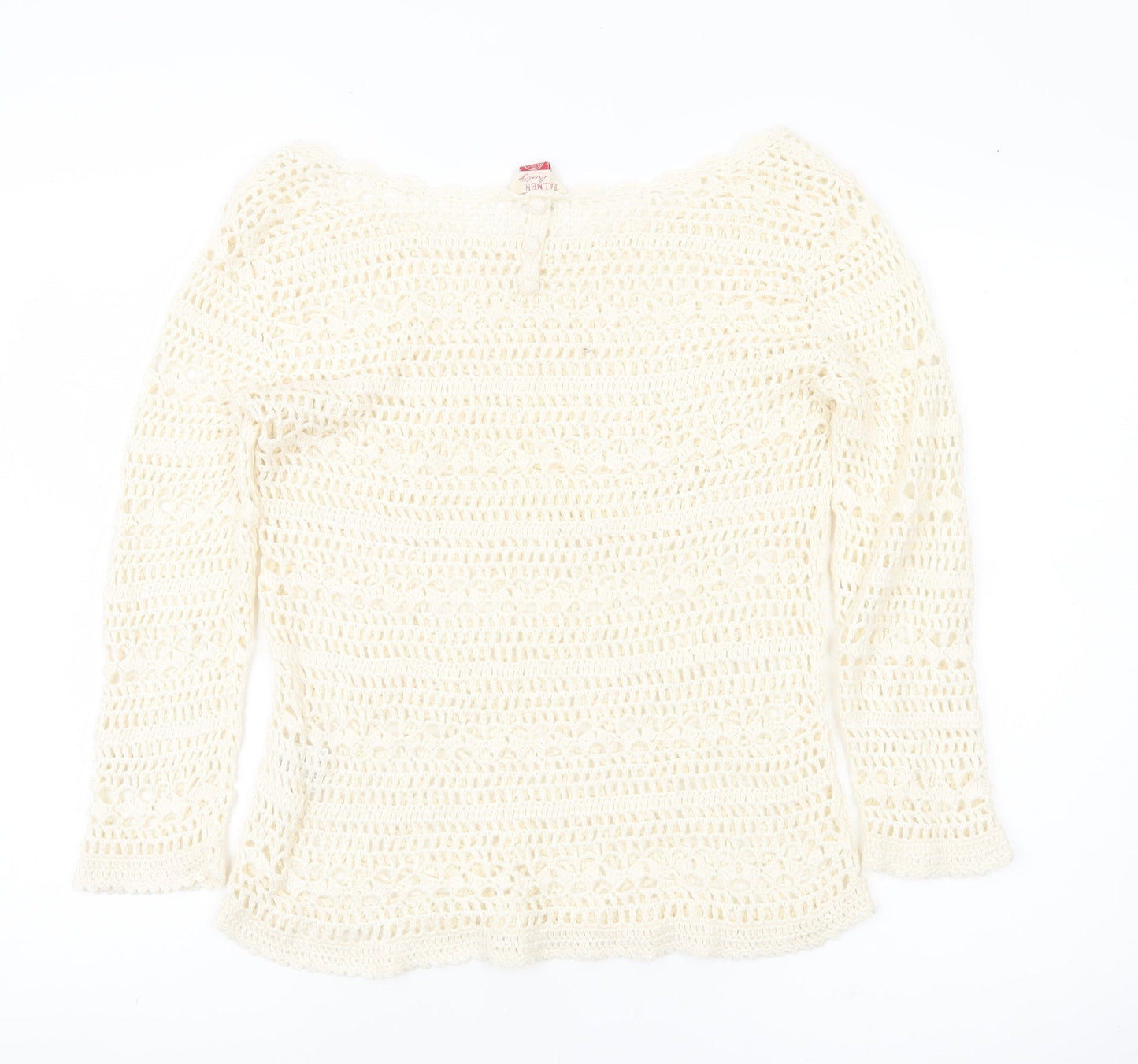 Falmer Women’s Ivory Crochet Open Knit Pullover Jumper Size 12