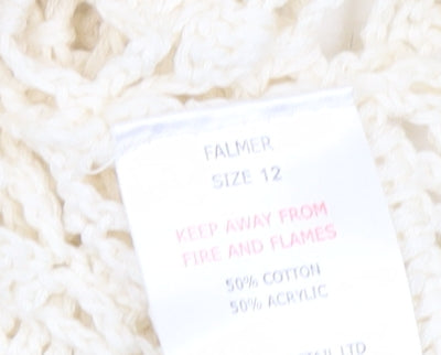 Falmer Women’s Ivory Crochet Open Knit Pullover Jumper Size 12