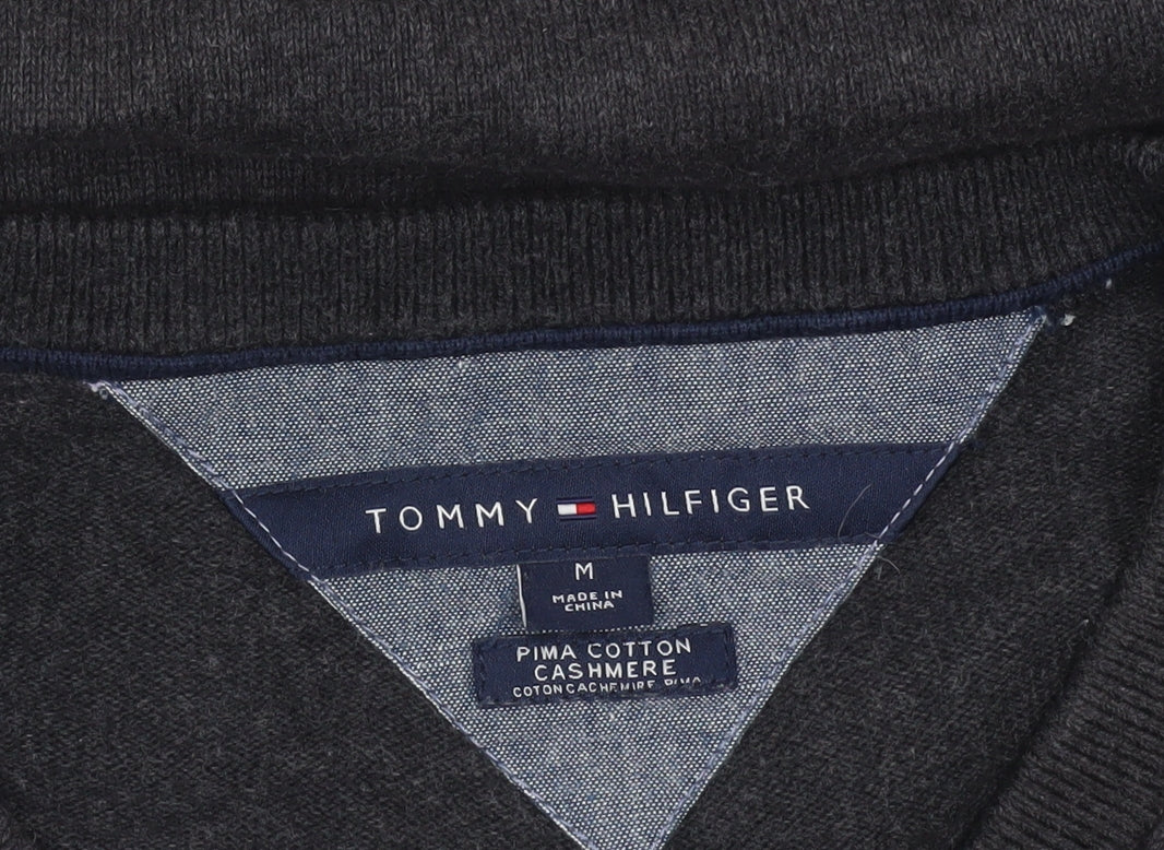 Tommy Hilfiger Men’s Black V-Neck Cotton Cashmere Jumper M