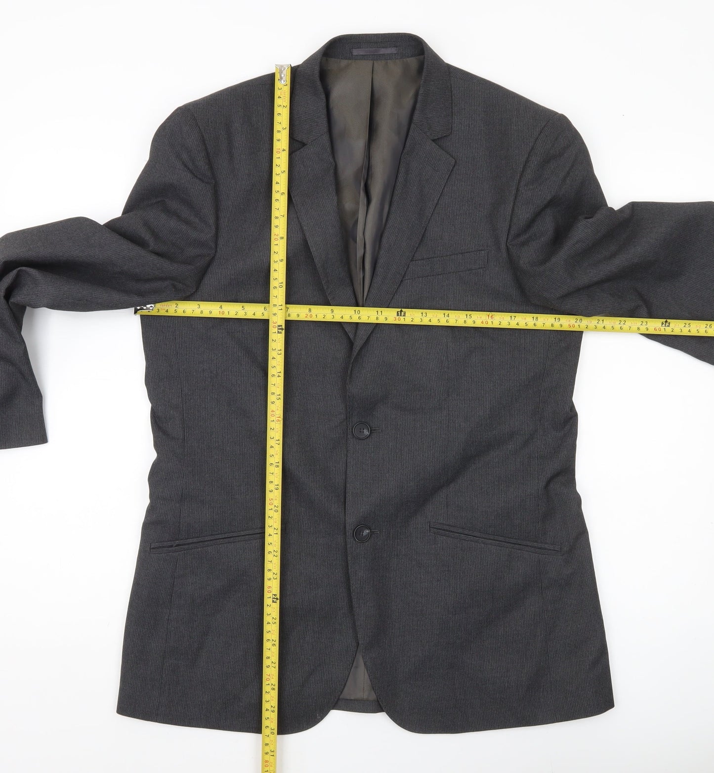 B&W Men’s Grey Regular Fit 40in Blazer Jacket Formal Business