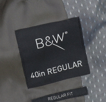 B&W Men’s Grey Regular Fit 40in Blazer Jacket Formal Business