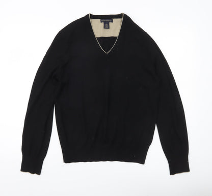 Banana Republic Men’s Black Wool Silk V-Neck Jumper Size S