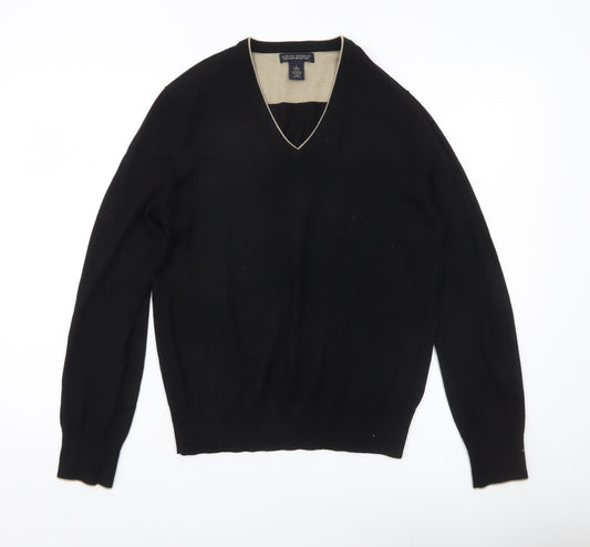 Banana Republic Men’s Black Wool Silk V-Neck Jumper Size S