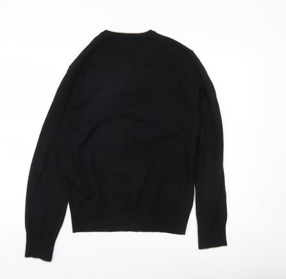 Banana Republic Men’s Black Wool Silk V-Neck Jumper Size S