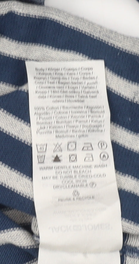 Jack & Jones Mens Blue Striped Cotton Pullover Jumper Size S