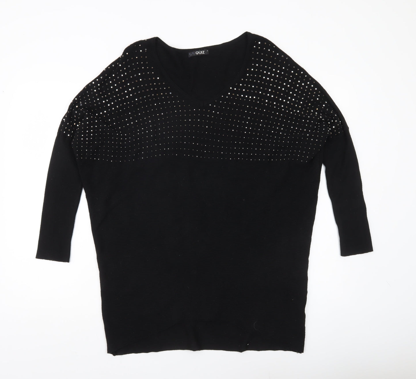 Womens UK Size S Quiz Black Pullover Jumper