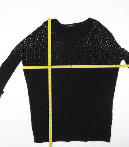 Womens UK Size S Quiz Black Pullover Jumper