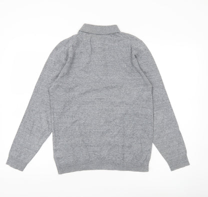 Next Men’s Grey Collared Henley Jumper Small Cotton Blend