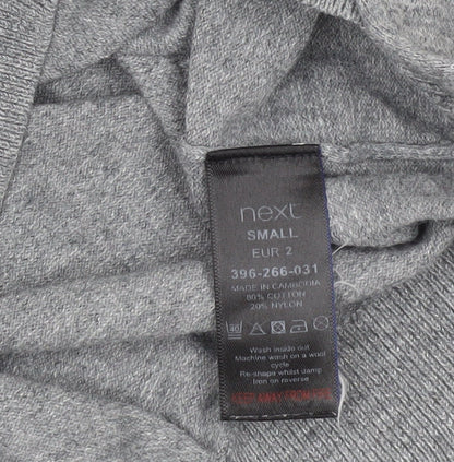 Next Men’s Grey Collared Henley Jumper Small Cotton Blend