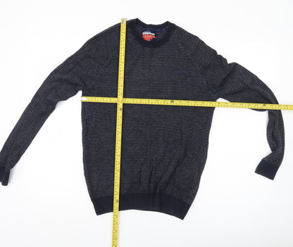Superdry Mens Blue Small Pullover Jumper Crew Neck Cotton Knit