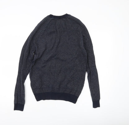 Superdry Mens Blue Small Pullover Jumper Crew Neck Cotton Knit