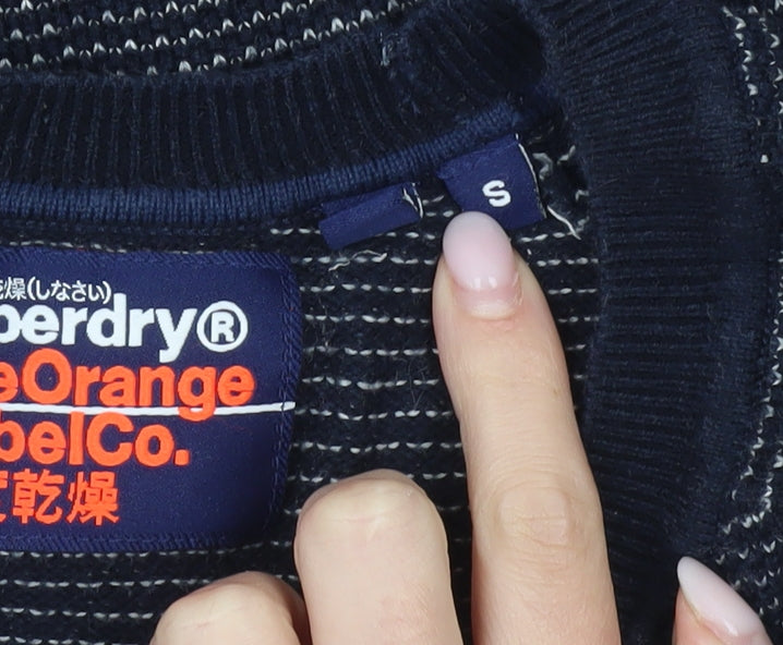 Superdry Mens Blue Small Pullover Jumper Crew Neck Cotton Knit