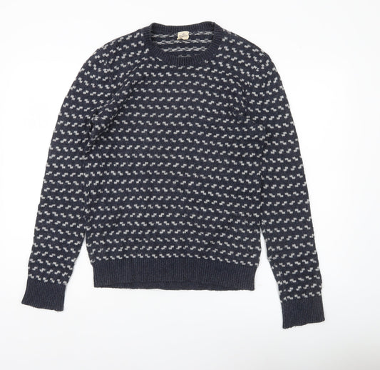 Hollister Men's Blue Small Pullover Jumper Crew Neck Knit Geometric