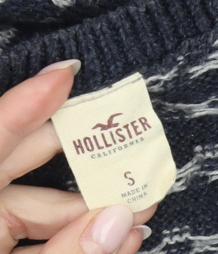 Hollister Men's Blue Small Pullover Jumper Crew Neck Knit Geometric