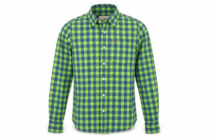 Hollister Men's Green Blue Check Slim Fit Button-Up Shirt S
