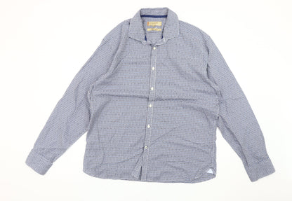 Marks and Spencer Men’s Blue Check Cotton Shirt XL Tailored Fit
