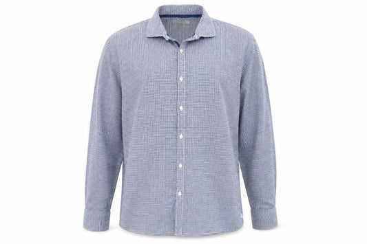 Marks and Spencer Men’s Blue Check Cotton Shirt XL Tailored Fit