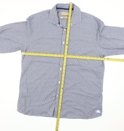 Marks and Spencer Men’s Blue Check Cotton Shirt XL Tailored Fit
