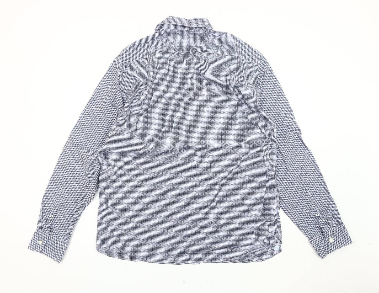 Marks and Spencer Men’s Blue Check Cotton Shirt XL Tailored Fit