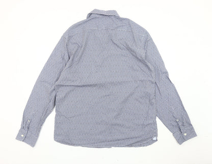 Marks and Spencer Men’s Blue Check Cotton Shirt XL Tailored Fit