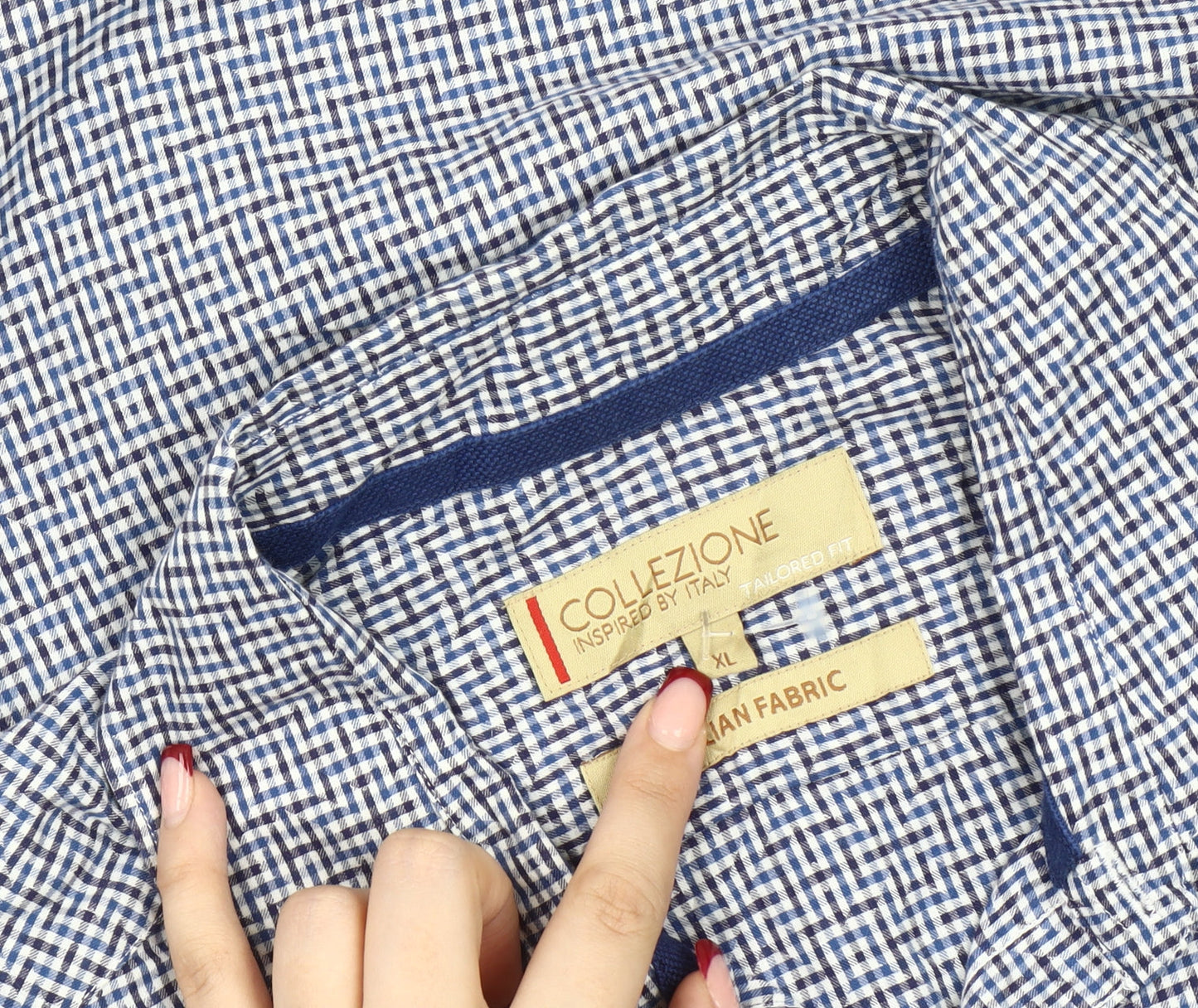 Marks and Spencer Men’s Blue Check Cotton Shirt XL Tailored Fit